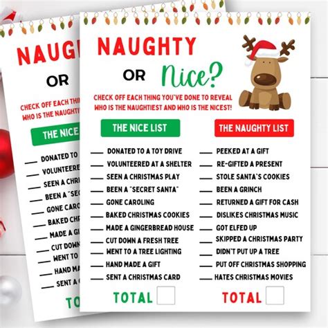 Naughty Or Nice Christmas Game Christmas Games For Adults Etsy