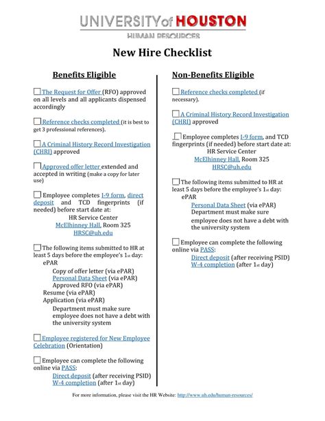 Free Printable New Hire Checklist Templates Pdf Excel Word