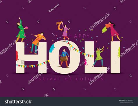 Happy Holi Indian Festival Poster Banner Stock Vector Royalty Free