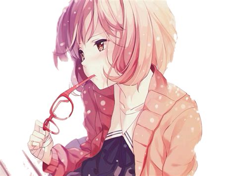 Anime Girl With Glasses Render By Domyda On Deviantart