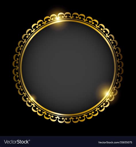 Golden Round Frame Isolated On Black Background Vector Image
