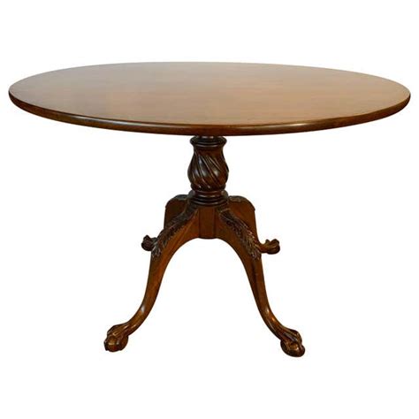 Antique Chippendale Mahogany Round Tilt Top Dining Bistro Card Table At