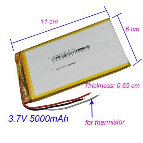 37 V 5000mah 3 Kabel Thermistor Polymer Li Akku Für Pda Gps Tablet Pc