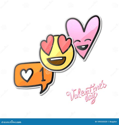 Valentines Day Stickers Love Emoji Icons Emoticons Vector
