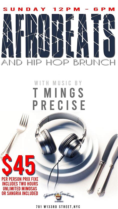 Afrobeats And Hip Hop Brunch Party Sunday January 21st 2024 12 6pm