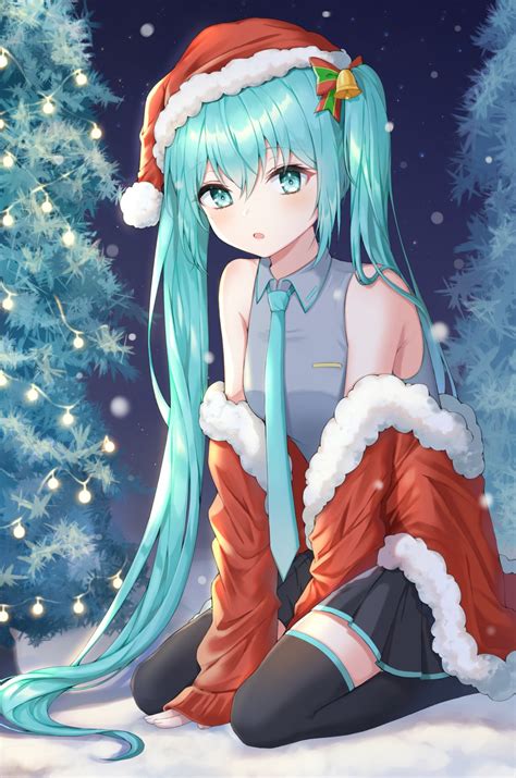Yeorem Vocaloid Hatsune Miku Christmas Thighhighs 614032 Yandere