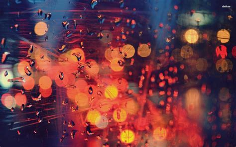City Lights Behind Rainy Window Hd Wallpaper Photography Wallpaper