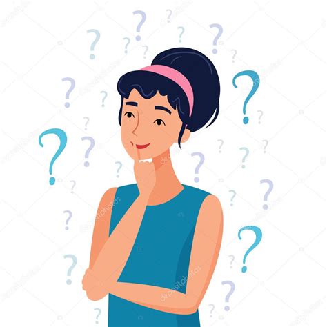 Thinking woman with question marks. — Stock Vector © Elvetica #232191674