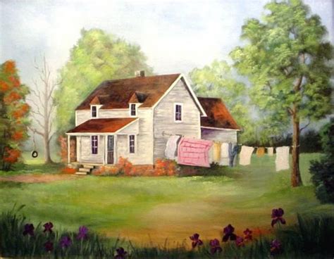 Farmhouse Paintings Farm House Washday Sold By Barbara Haviland