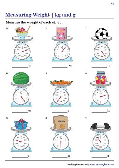 Measuring Weight Worksheets Kilograms And Grams