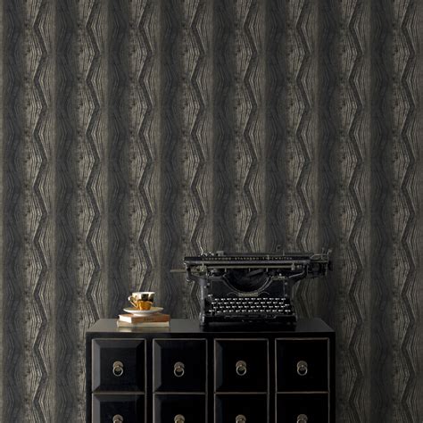 Graham And Brown Boutique Wallpaper Vermeil Stripe Charcoal Wilko