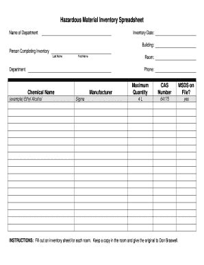 Fillable Online Admfac Latech Hazardous Material Inventory Spreadsheet