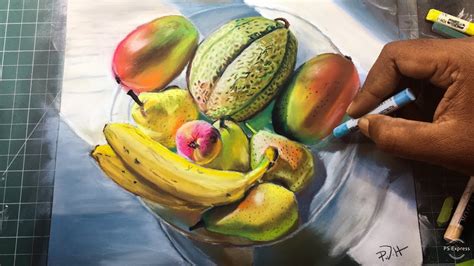 Still Life Drawing How To Draw Fruits With Soft Pastels Step By Step
