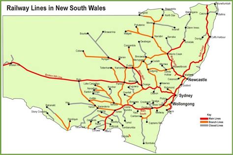 New South Wales Railway Map New South Wales Rail Transport Map