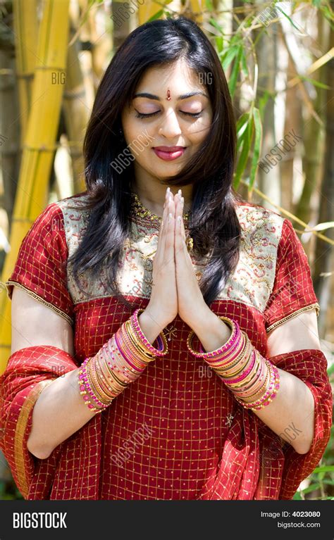 Indian Woman Praying Image And Photo Bigstock