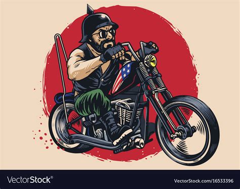 Man Riding A Chopper Motorcycle Royalty Free Vector Image