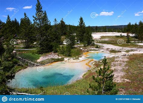 West Thumb Geyser Basin In Yellowstone National Parkusa Stock Photo