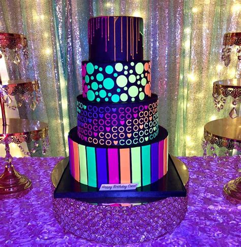Neon Birthday Cakes Glow Birthday 13th Birthday Parties Birthday