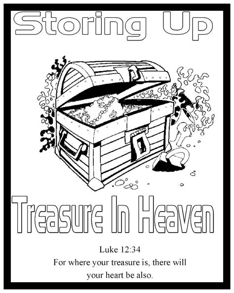 Storing Up Treasure In Heaven Bible Coloring Pages Printable