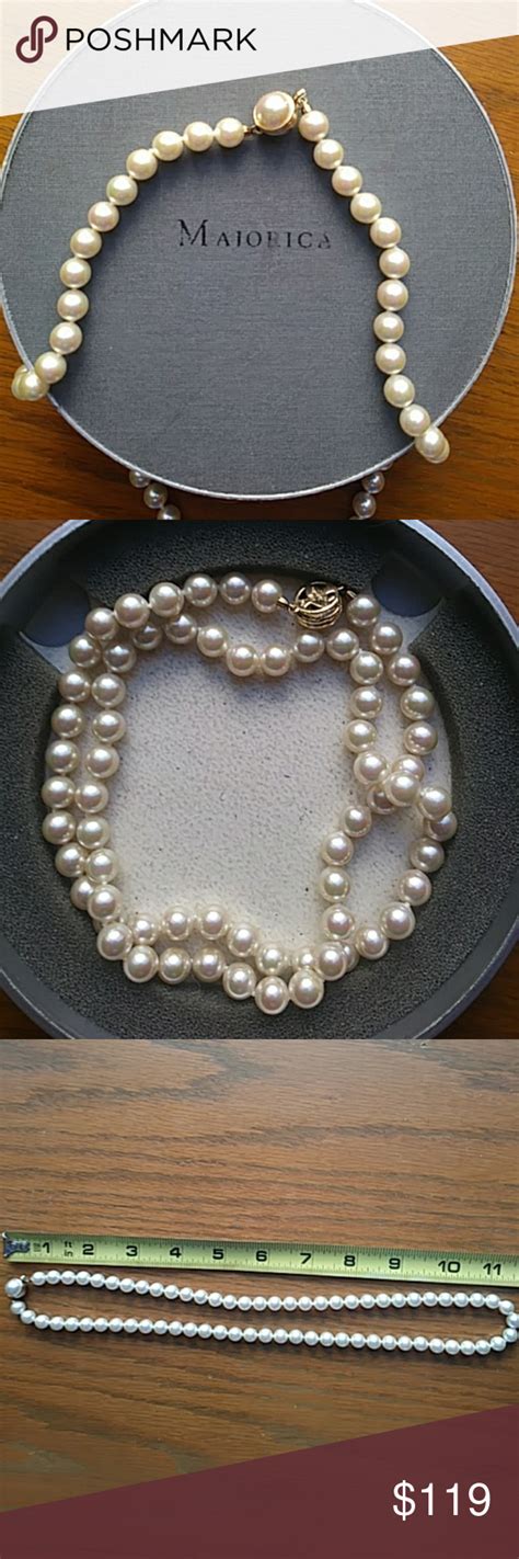 Gorgeous Majorica Pearl Necklace In Original Box Pearl Necklace