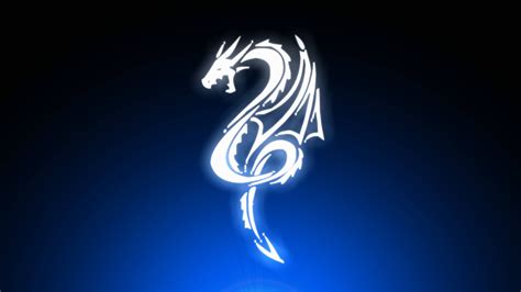 Download Light Dragon Symbol In Blue Wallpaper