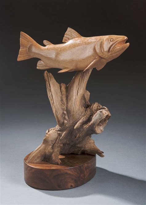 Long01 Fish Sculpture Wood Carving Art Bird Carving