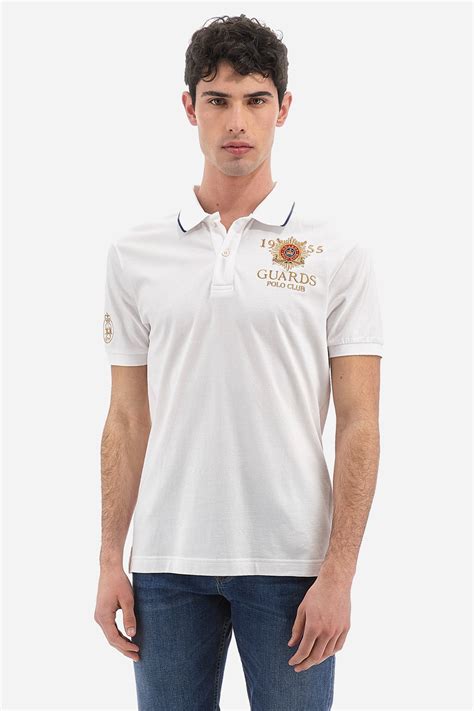 men s short sleeved polo shirt in regular fit stretch cotton vilmos optic white la martina