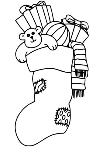 1688 x 2361 jpeg 739 кб. Christmas Stocking Filled with Gifts coloring page | Free ...
