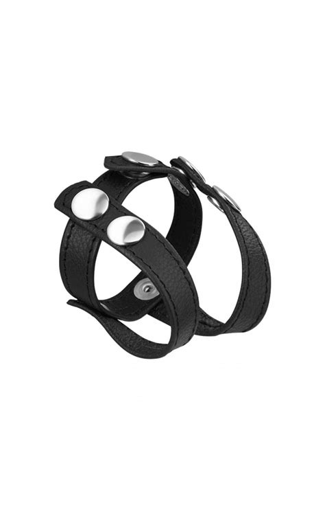 Deluxe Leather Cock And Balls Strap Divider 7417
