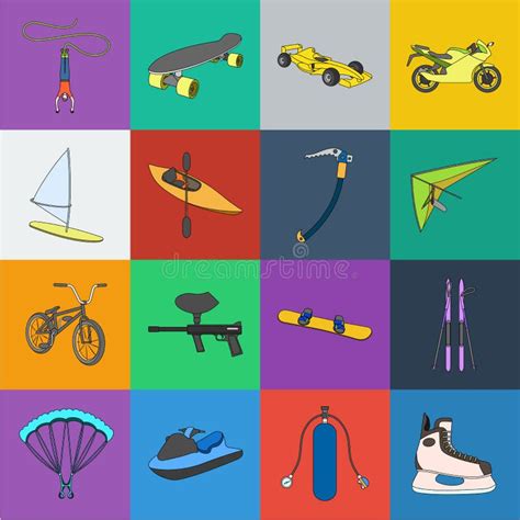 Extreme Sport Cartoon Icons In Set Collection For Designdifferent