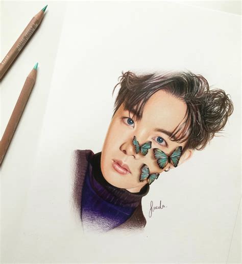 Bts J Hope Colored Pencil Drawing Print From Original Fanart Etsy