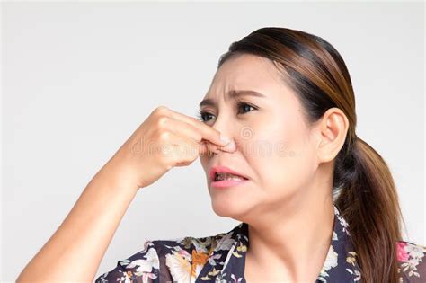 Closing Her Nose Royalty Free Stock Images Poo Asian Woman Closer