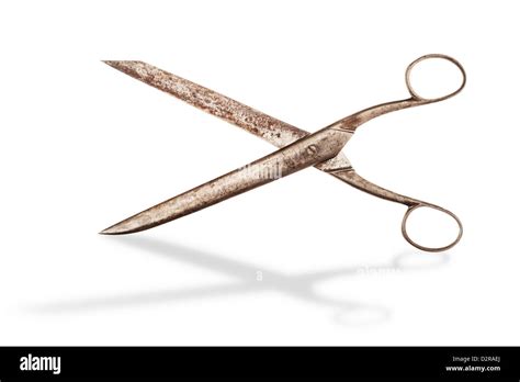 Vintage Scissors Isolated On White With Shadow Clipping Path Included