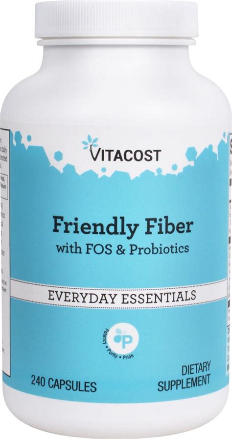 Vitacost Friendly Fiber With Fos And Probiotics 240 Capsules Vitacost