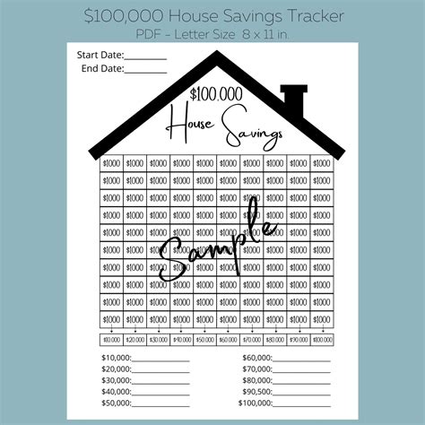 100k House Savings Challenge Tracker Template Printable Etsy Save