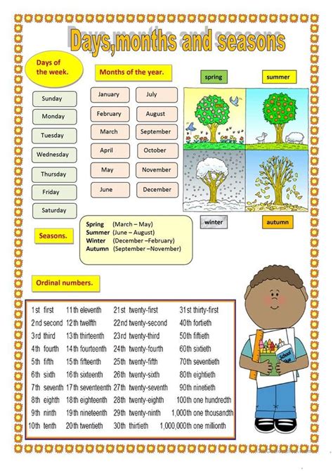 Days Months And Seasons Seasons Worksheets Months In English