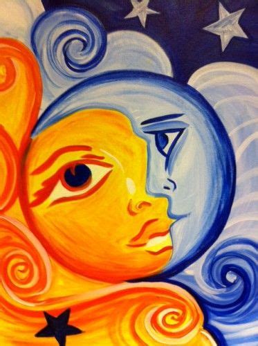 Easy Painting Ideas Sun And Moon Painting