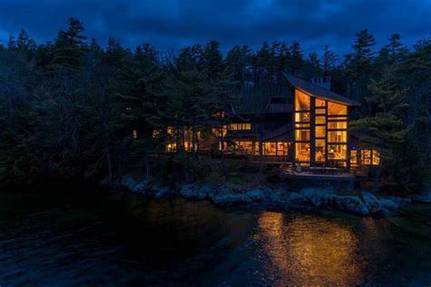 House On Lake At Night