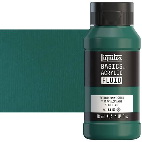 Liquitex Basics Fluid Acrylic Phthalocyanine Green 4oz Bottle