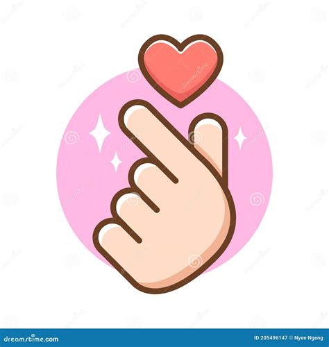 Cute Love Gesture Hand With Heart Stock Vector Illustration Of