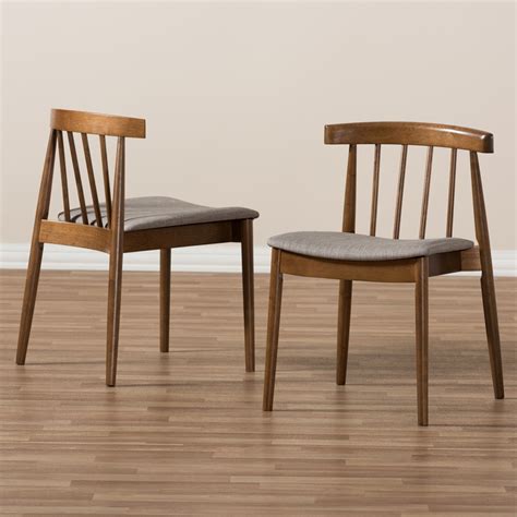 Baxton Studio Wyatt Mid Century Modern Walnut Wood Dining Chair Set Of 2