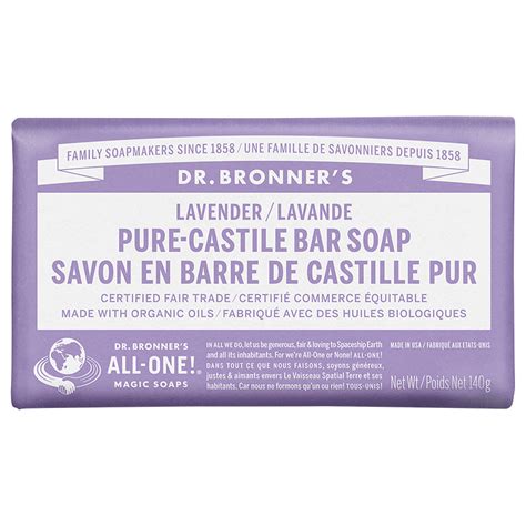 It is highly concentrated, is purely liquid castile soap which comes in a variety of natural scents and cleans just about anything. Dr. Bronner's Pure-Castile Bar Soap - Lavender - 140g ...