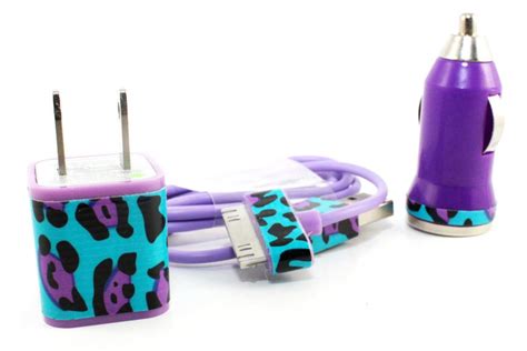 Iphone Charger With Wall Adapter And Car Charger Cheetah Print In