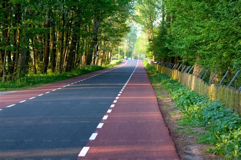 Empty Road With Bike Paths Stock Photos Motion Array
