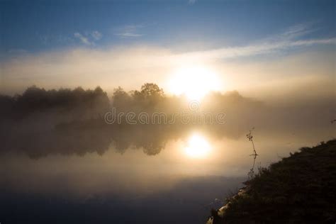 Fog And Sun On The River Stock Photo Image Of Mist Early 38946680