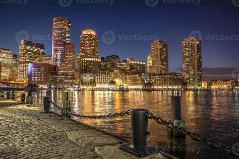 Night Scene Of Boston Massachusetts Downtown City Skyline 747288