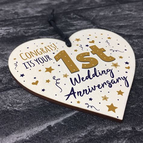 Congratulations First Wedding Anniversary Gift Heart