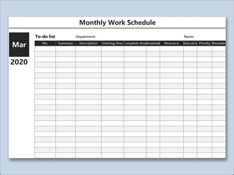 Free Work Schedule Template Mokasinia