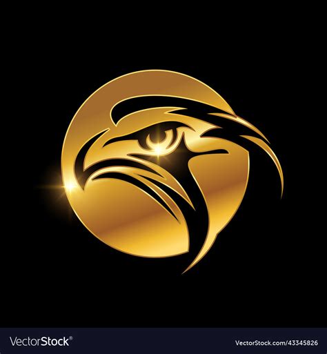 Eagle Head In Golden Circle Logo Royalty Free Vector Image