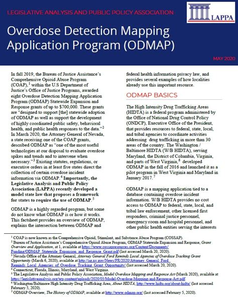 Overdose Detection Mapping Application Program Odmap Fact Sheet Lappa